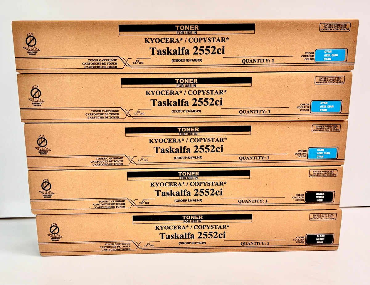 5 Compatible With Kyocera Taskalfa 2552ci Cyan & Black Toners TK-8347/TK-8349