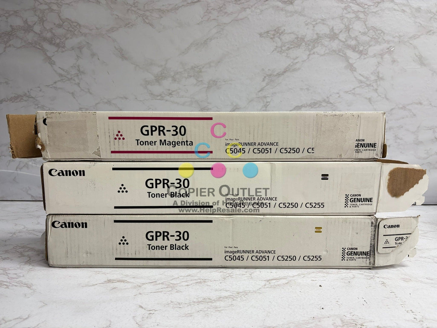3 Open Genuine Canon iR ADV C5045,C5051,C5250,C5255 GPR-30 MKK Toners (1 no lid)