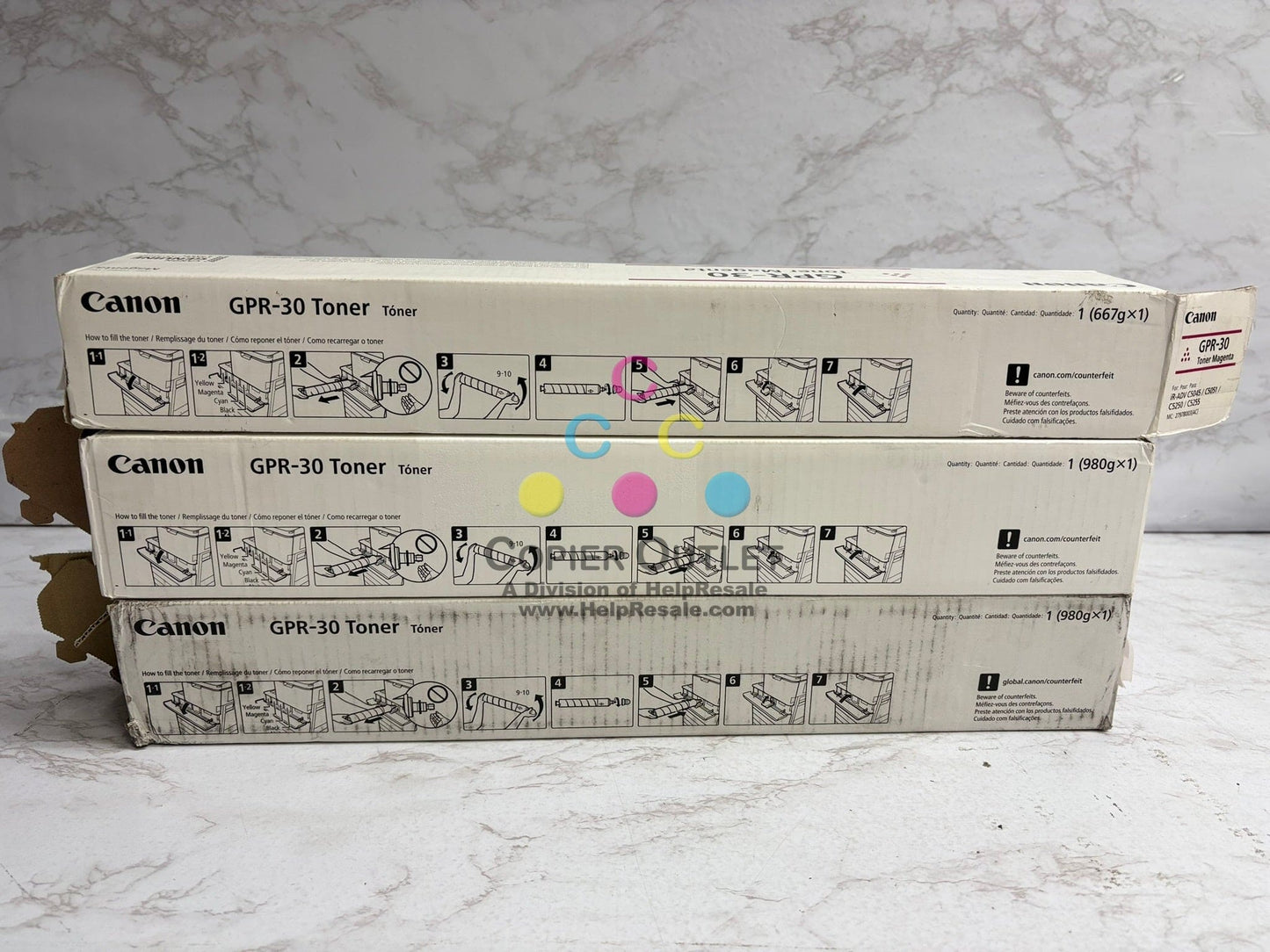 3 Open Genuine Canon iR ADV C5045,C5051,C5250,C5255 GPR-30 MKK Toners (1 no lid)