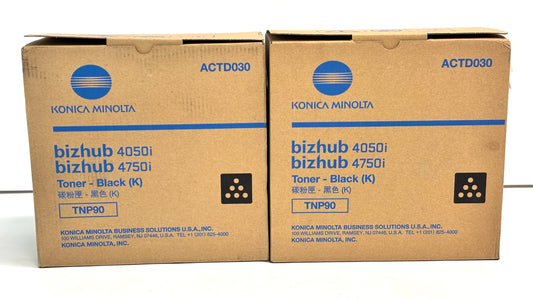 2 Genuine Konica Minolta 4050i, 4750i  Black Toners TNP90, TNP-90