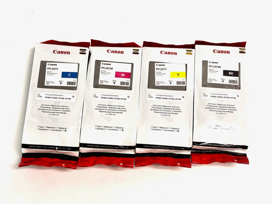 4 Genuine Canon iPF680,iPF685 CMYBK Inkjet Cartridges  PFI-207(2018-2019)