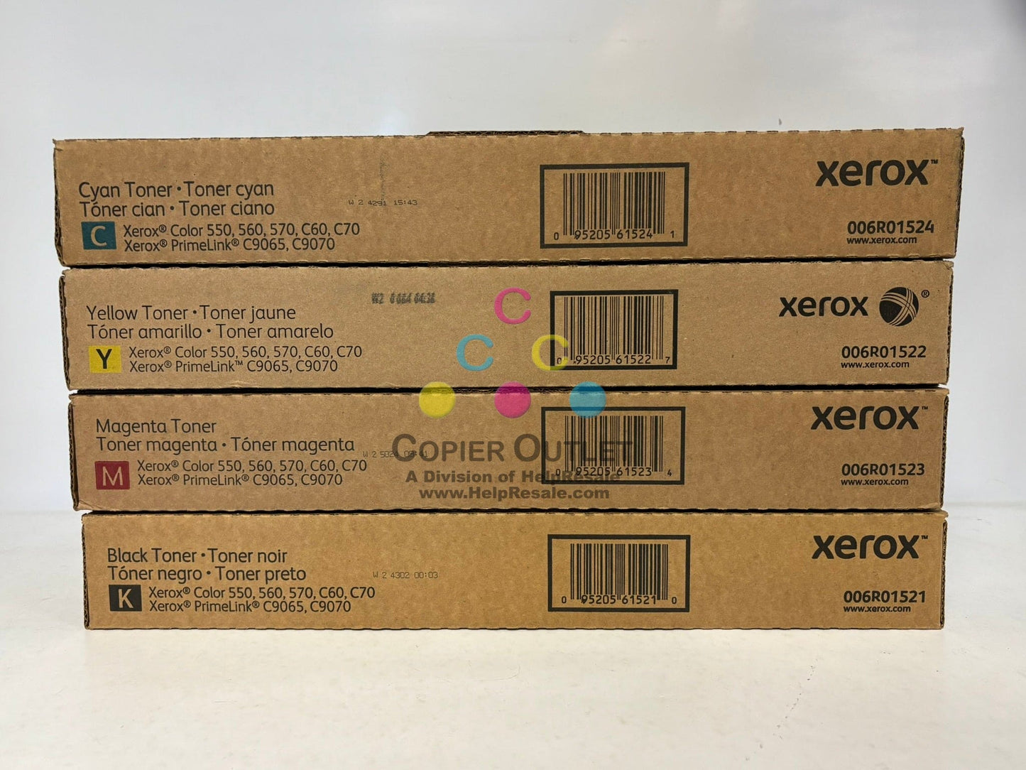 4 OEM Xerox Color C60,C70,550,560,C9065,C9070 CMYK Toners 006R01521,1522,1523,1524