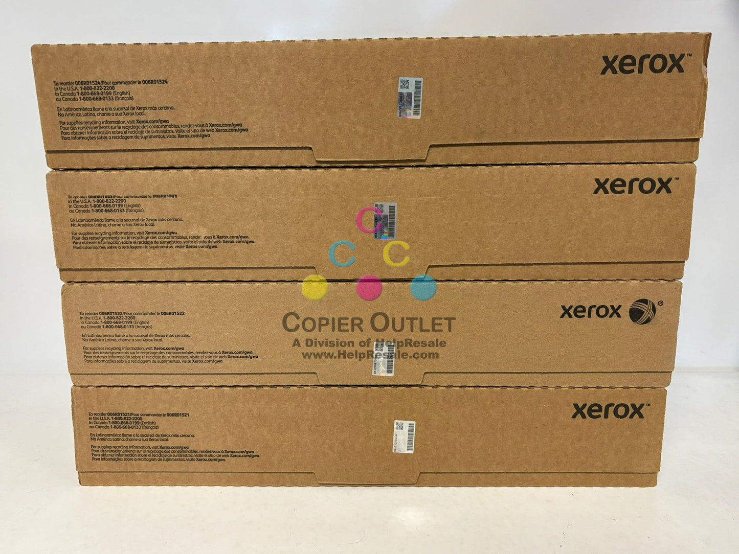 4 OEM Xerox Color C60,C70,550,560,C9065,C9070 CMYK Toners 006R01521,1522,1523,1524