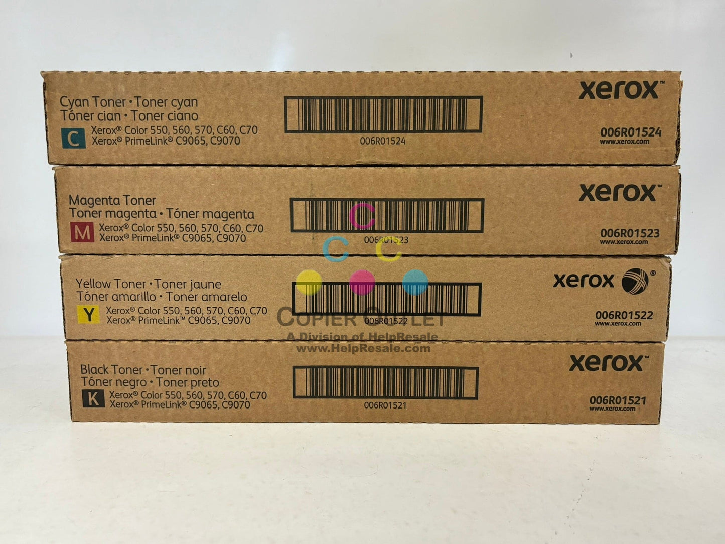 4 OEM Xerox Color C60,C70,550,560,C9065,C9070 CMYK Toners 006R01521,1522,1523,1524