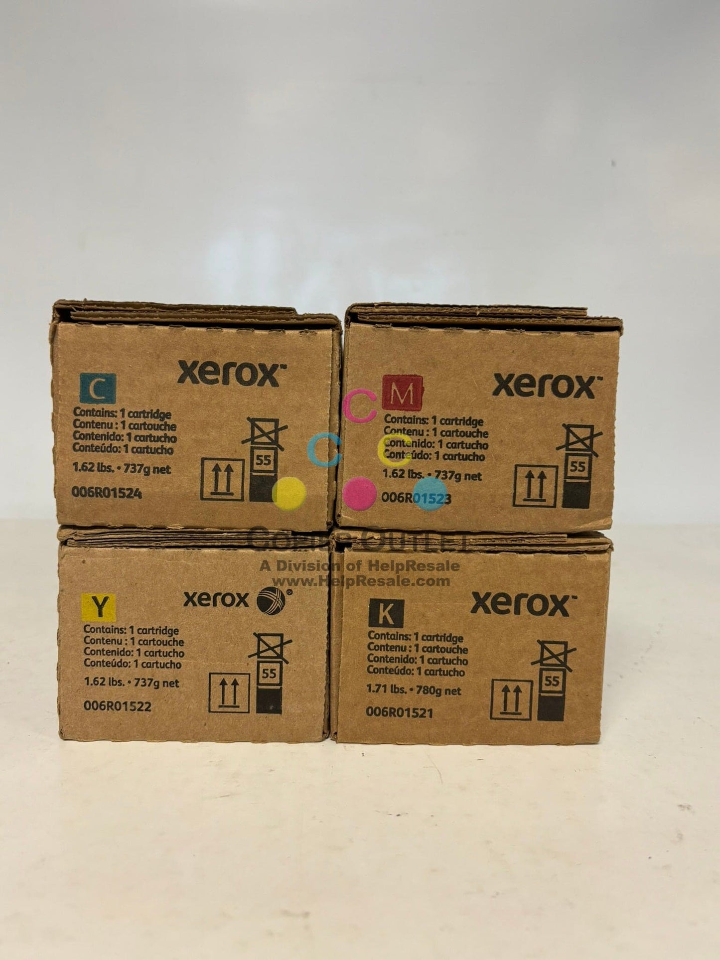 4 OEM Xerox Color C60,C70,550,560,C9065,C9070 CMYK Toners 006R01521,1522,1523,1524
