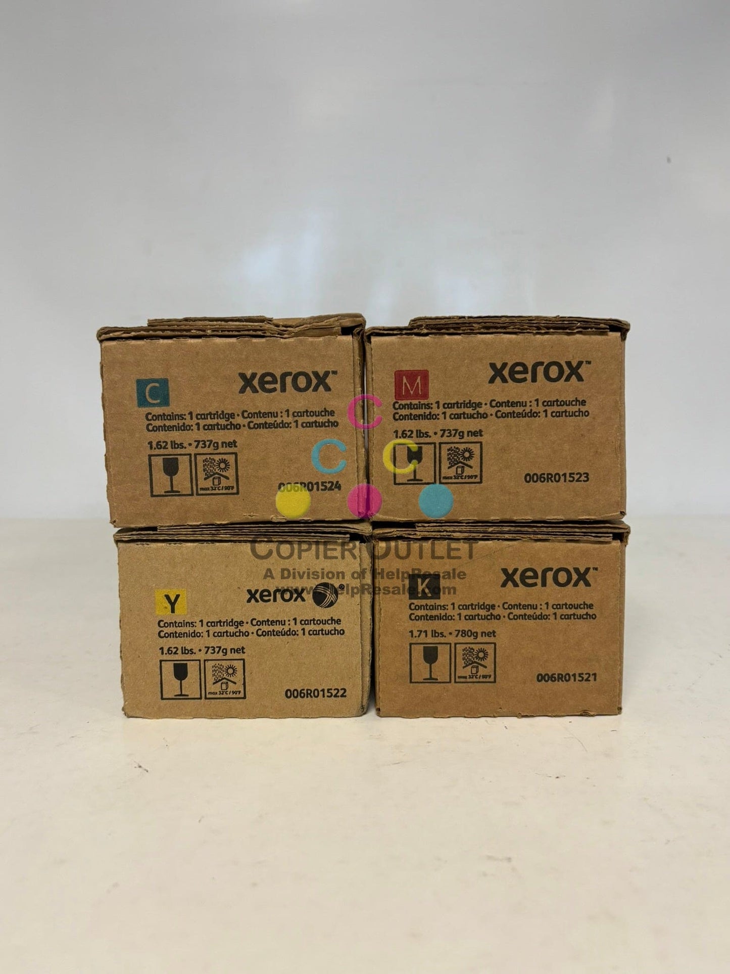 4 OEM Xerox Color C60,C70,550,560,C9065,C9070 CMYK Toners 006R01521,1522,1523,1524