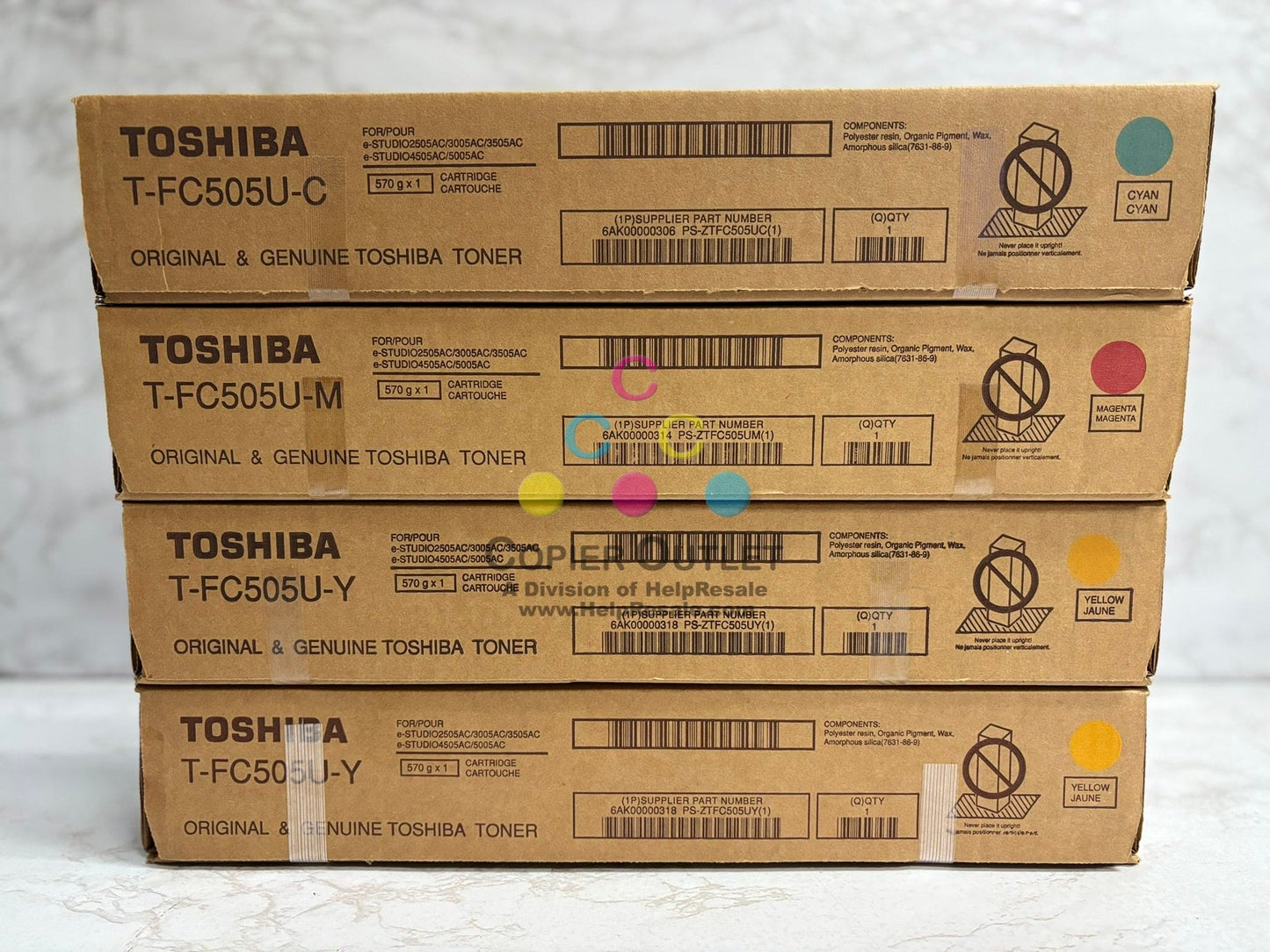 4 OEM Toshiba eSTUDIO 2505AC,3005AC,3505AC,4505AC,5005AC T-FC505U CMYY Toner