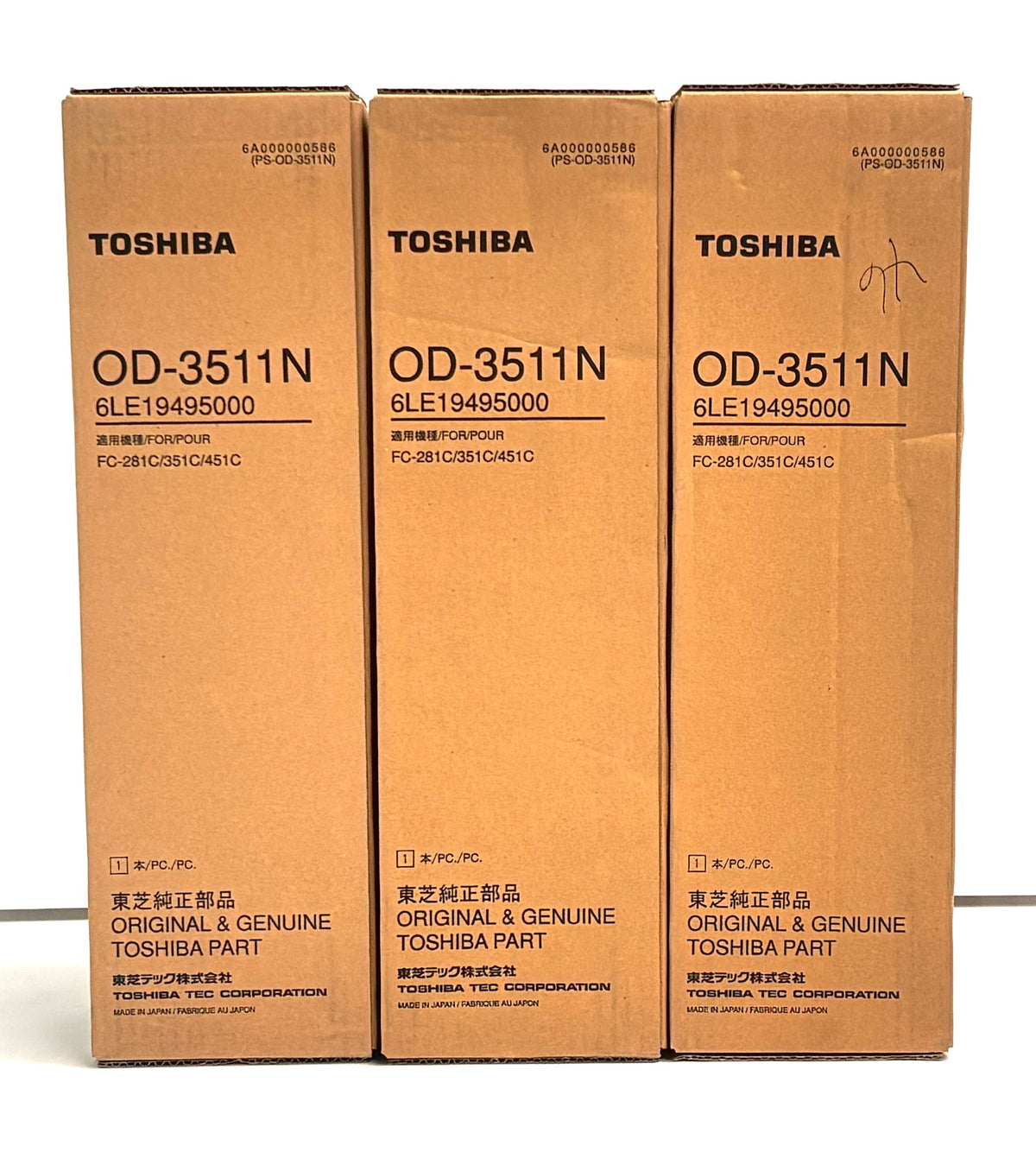 3 Genuine Toshiba eStudio 281C,451C Black Drum OD-3511N, 6LE19495000