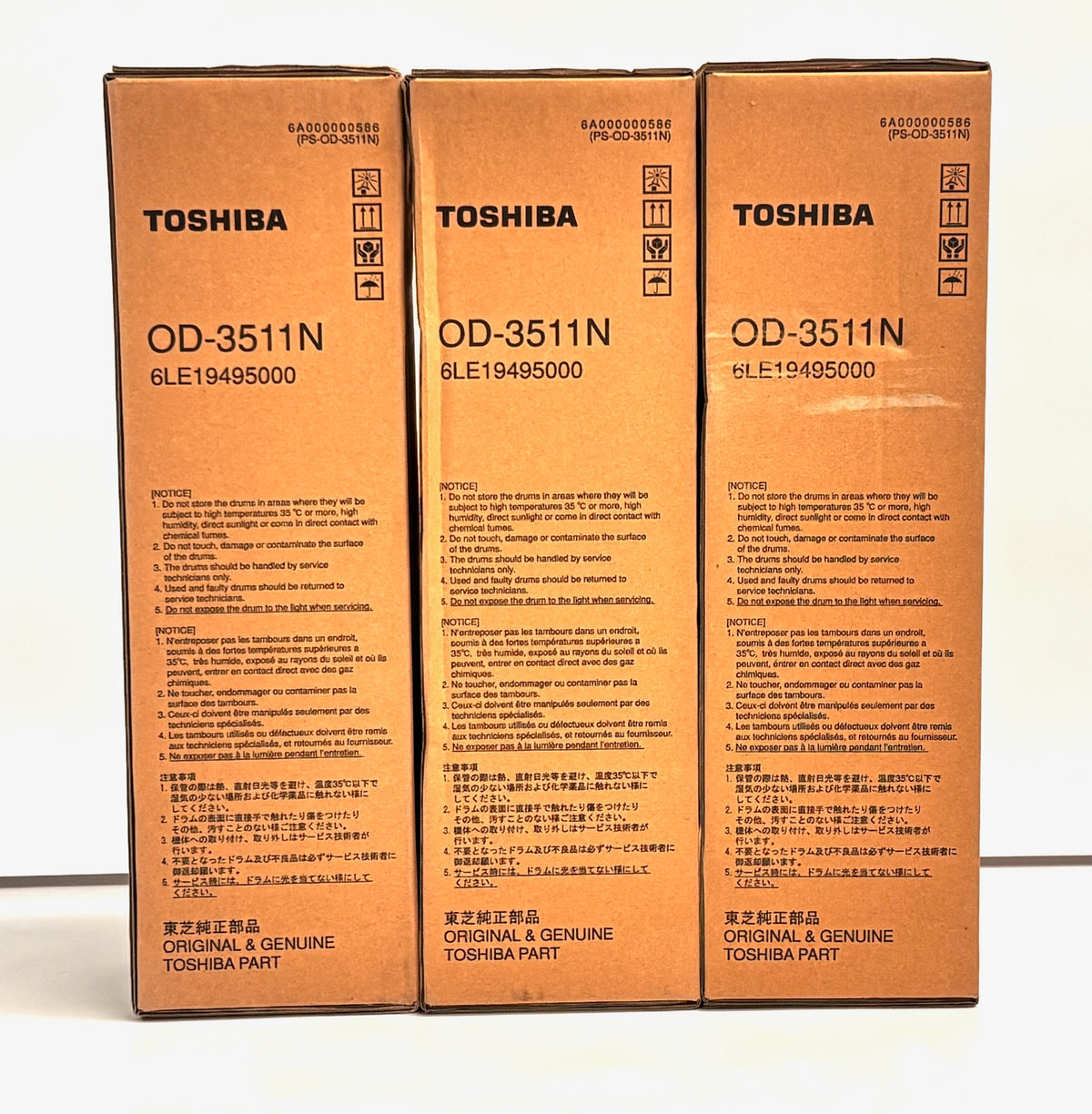 3 Genuine Toshiba eStudio 281C,451C Black Drum OD-3511N, 6LE19495000