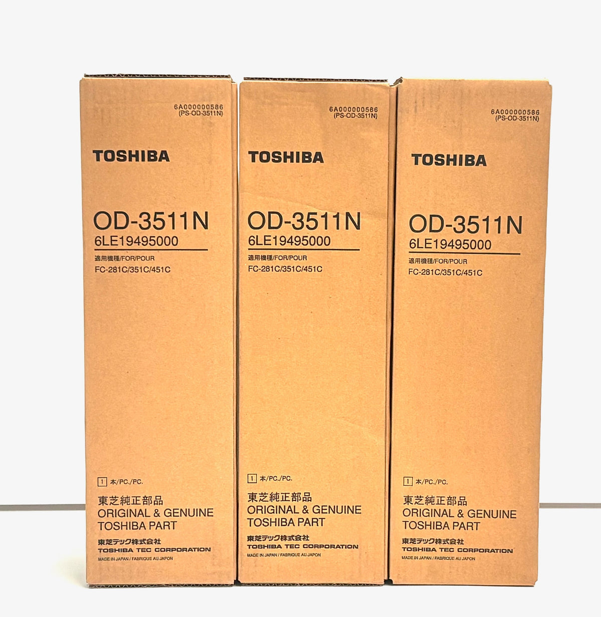 3 Genuine Toshiba eStudio 281C,451C Black Drum OD-3511N, 6LE19495000