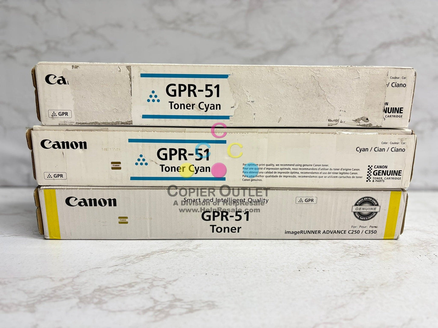 3 New Cosmetic Genuine Canon iR ADV C250, C255, C350, C355 GPR-51 CCY Toner