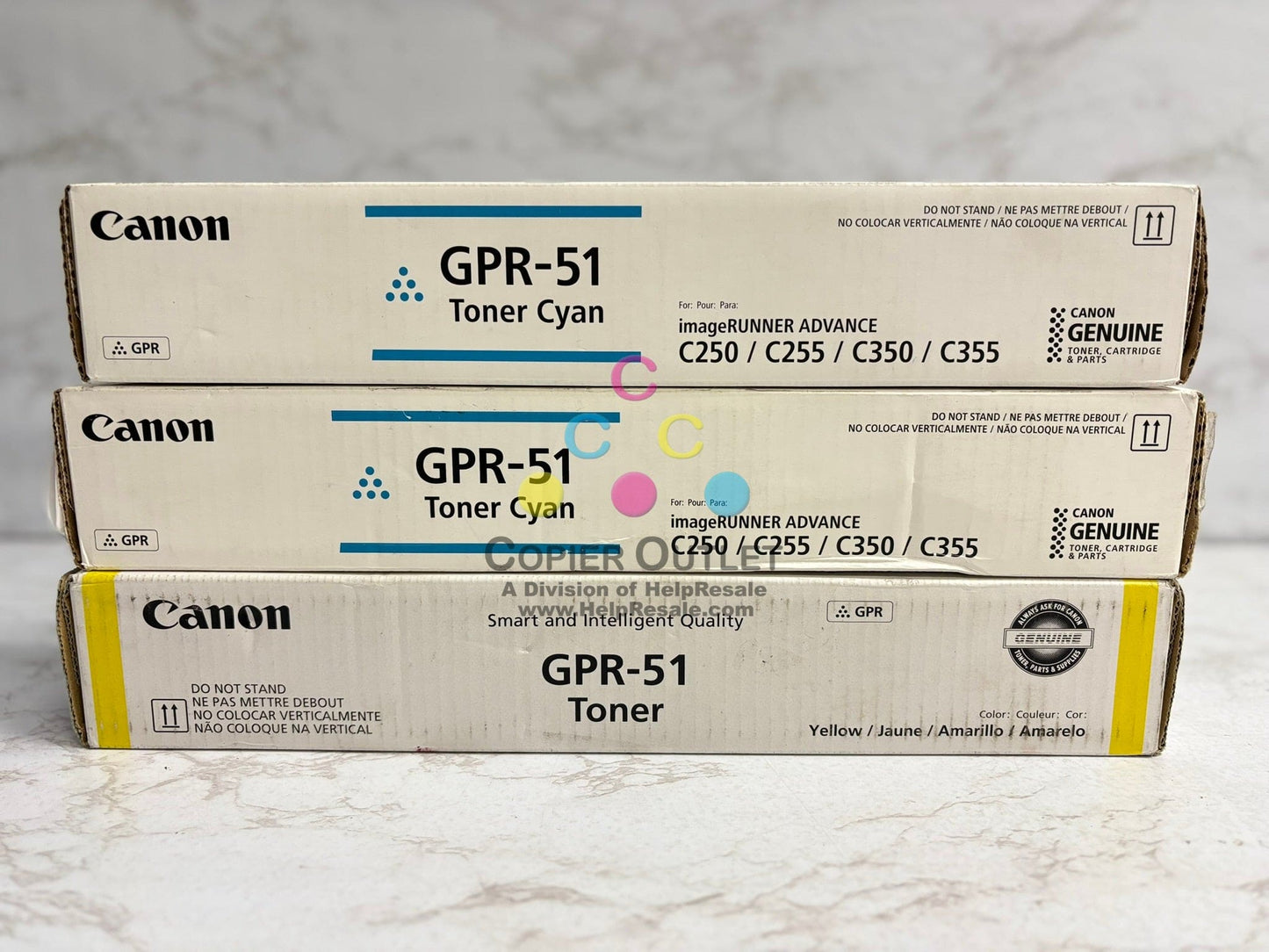3 New Cosmetic Genuine Canon iR ADV C250, C255, C350, C355 GPR-51 CCY Toner