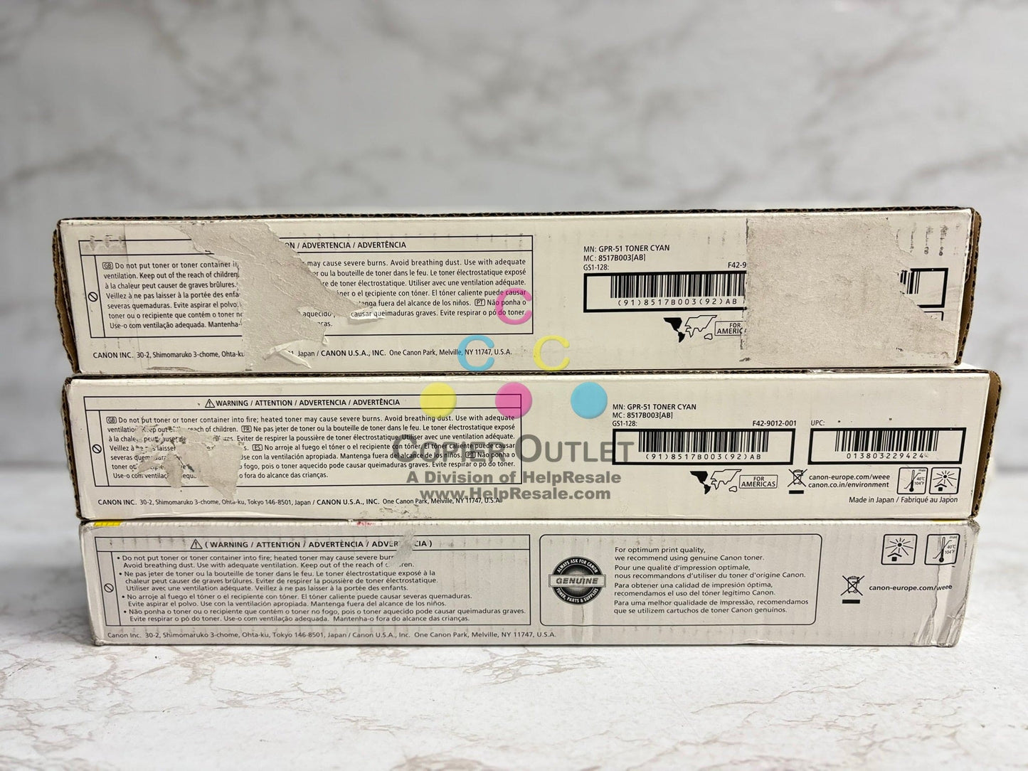 3 New Cosmetic Genuine Canon iR ADV C250, C255, C350, C355 GPR-51 CCY Toner