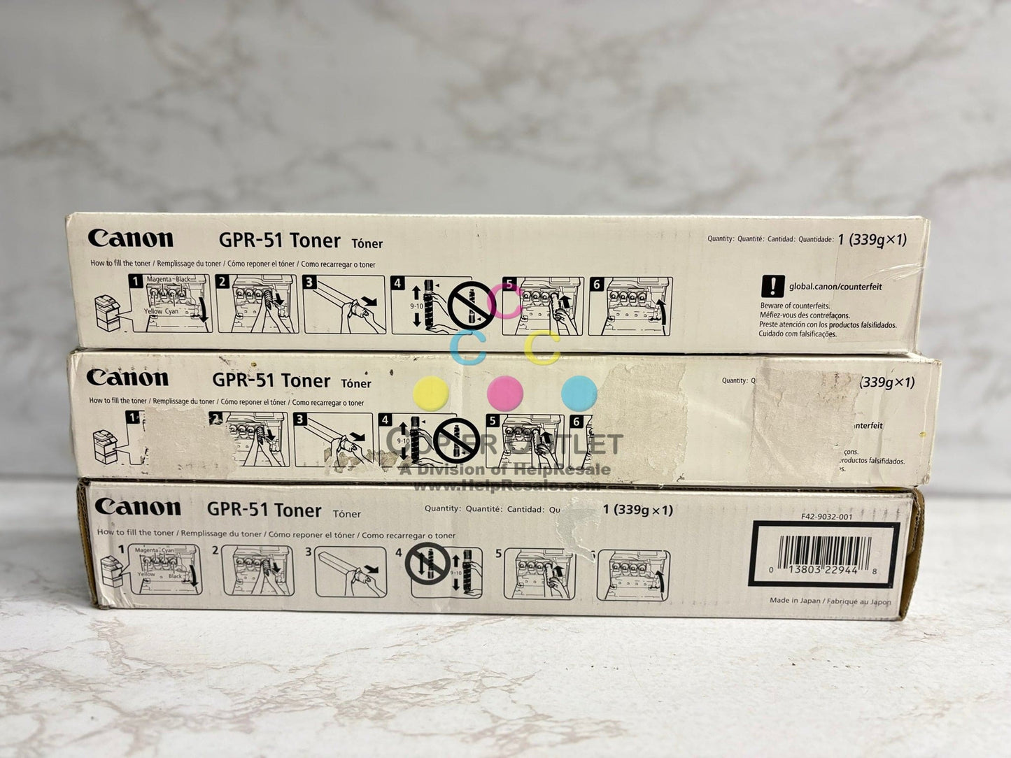 3 New Cosmetic Genuine Canon iR ADV C250, C255, C350, C355 GPR-51 CCY Toner