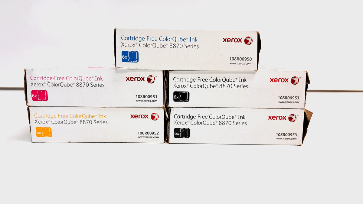5 Genuine Xerox ColorQube 8870 Series CMYKK 108R00950,951,952,953 (Open Box Black)
