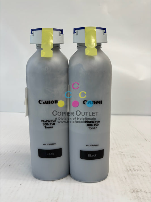 2 Genuine Canon Plotwave 300/350 Black Toner Bottles 1070066394, No Original Box