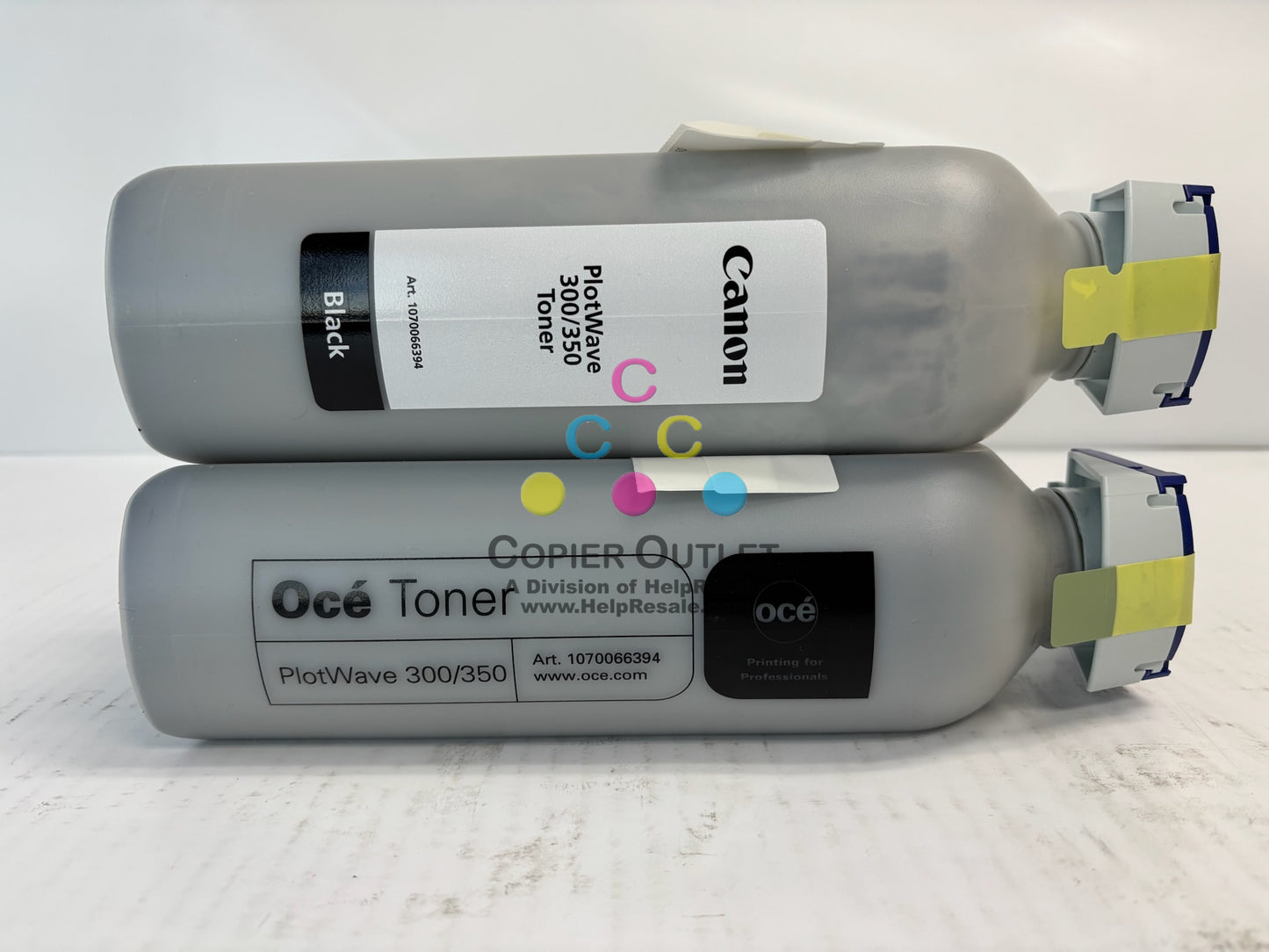 2 Genuine Oce / Canon Plotwave 300/350 Black Toner Bottles 1070066394, No Box