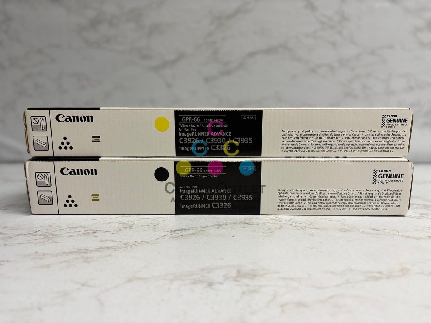 2 OEM Canon iRA DX C3926i,C3930i,C3935i, iRC3326i GPR-66 Yellow and Black Toners