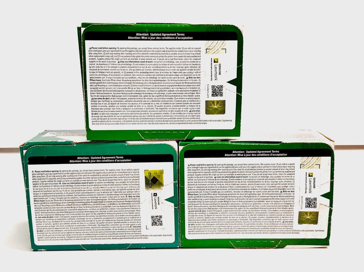 3 Genuine Lexmark CS/CX420,520,620 CMY Toners 78C10C0, 78C10M0, 78C10Y0