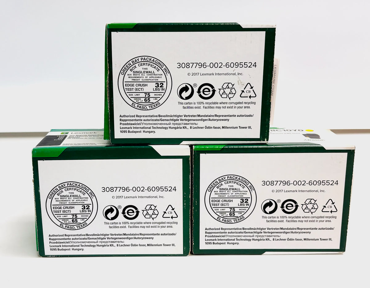 3 Genuine Lexmark CS/CX420,520,620 CMY Toners 78C10C0, 78C10M0, 78C10Y0