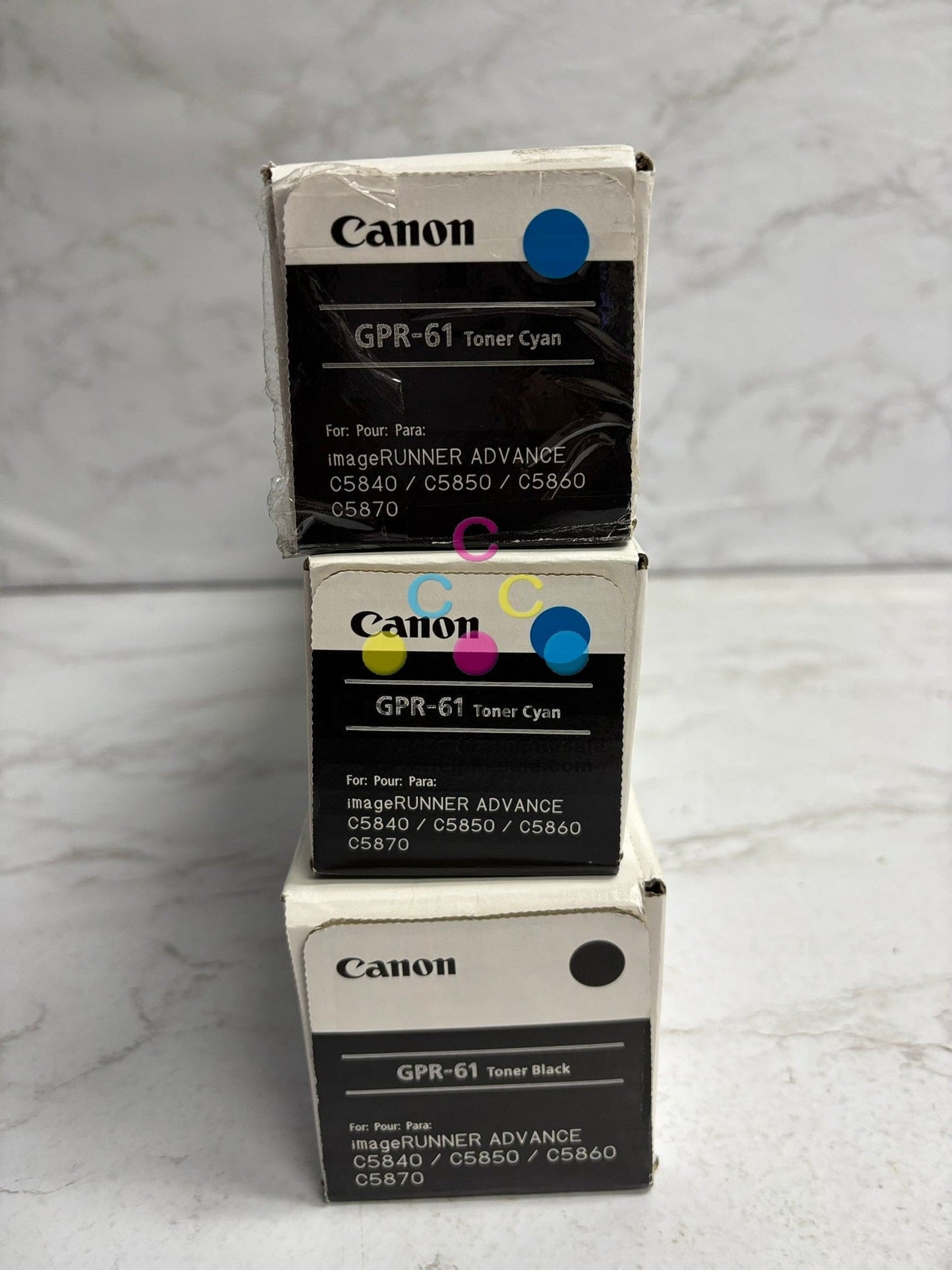 3 Cosmetic OEM Canon iR ADVANCE C5840i,C5850i,C5860i,C5870i GPR-61 CCK Toners