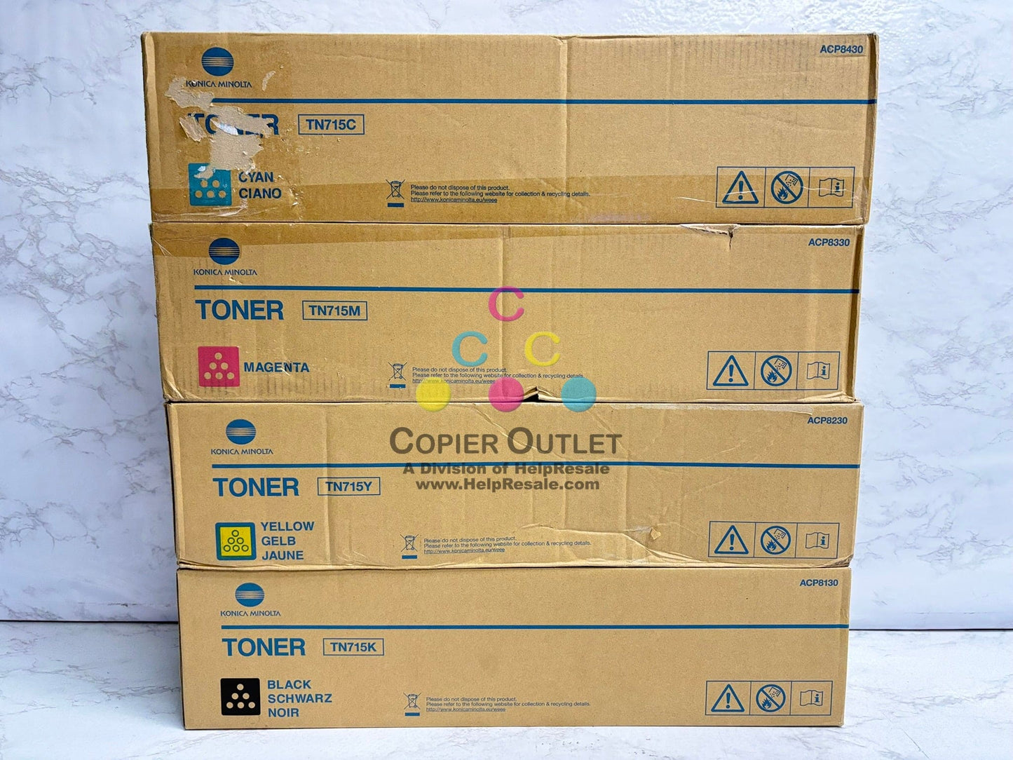 4 OEM Konica Minolta Bizhub C750i, C751i TN715 CMYK Toners ACP8430,330,230,130