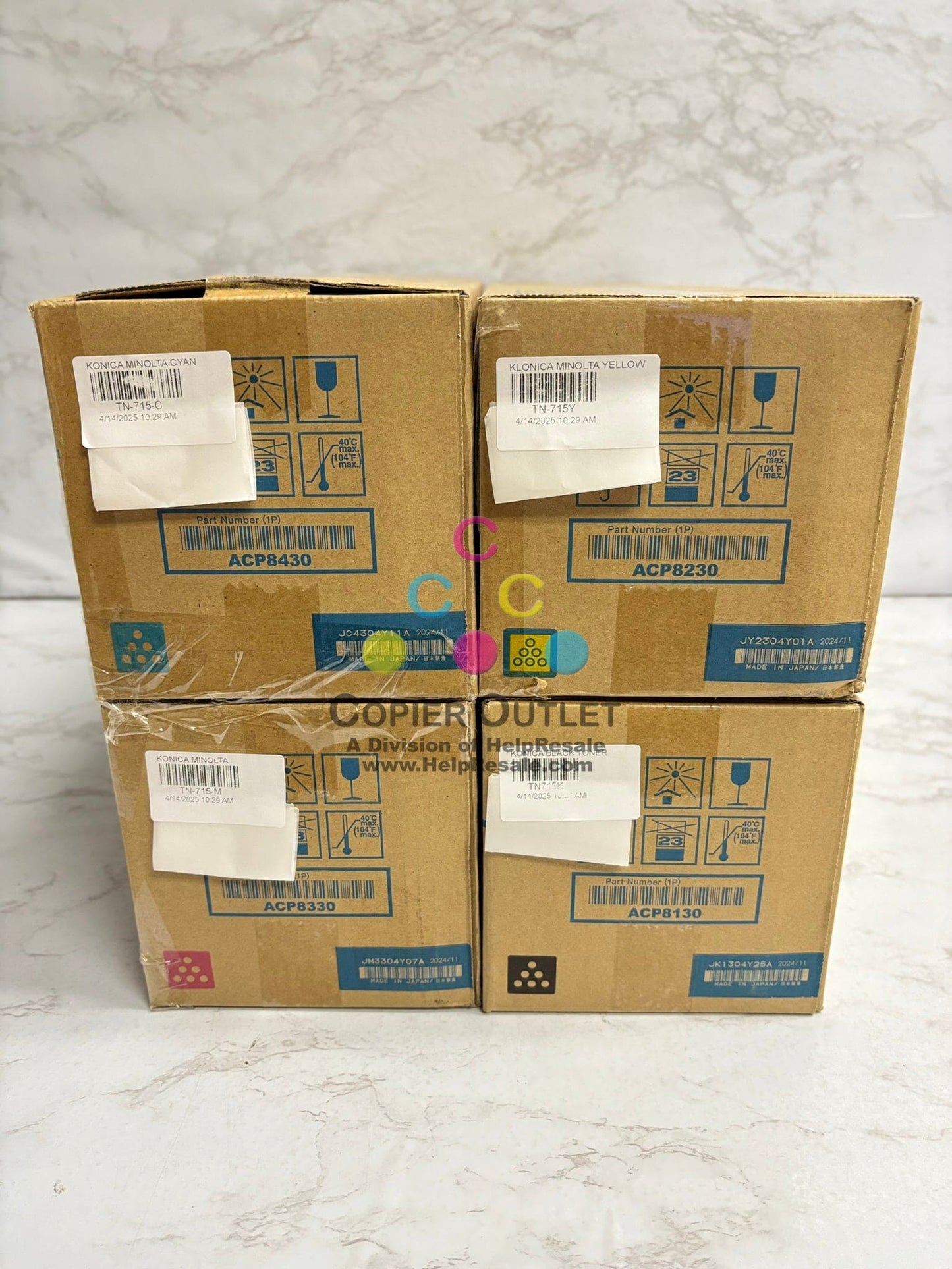 4 OEM Konica Minolta Bizhub C750i, C751i TN715 CMYK Toners ACP8430,330,230,130