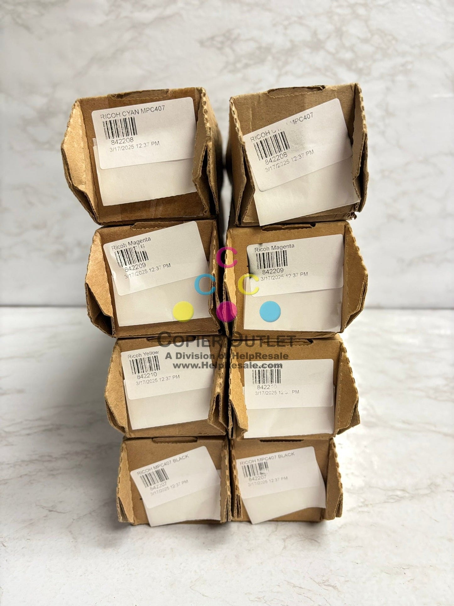 8 New Genuine Ricoh MP C407 CMYK Toner Cartridges 842207,842208,842209,842210