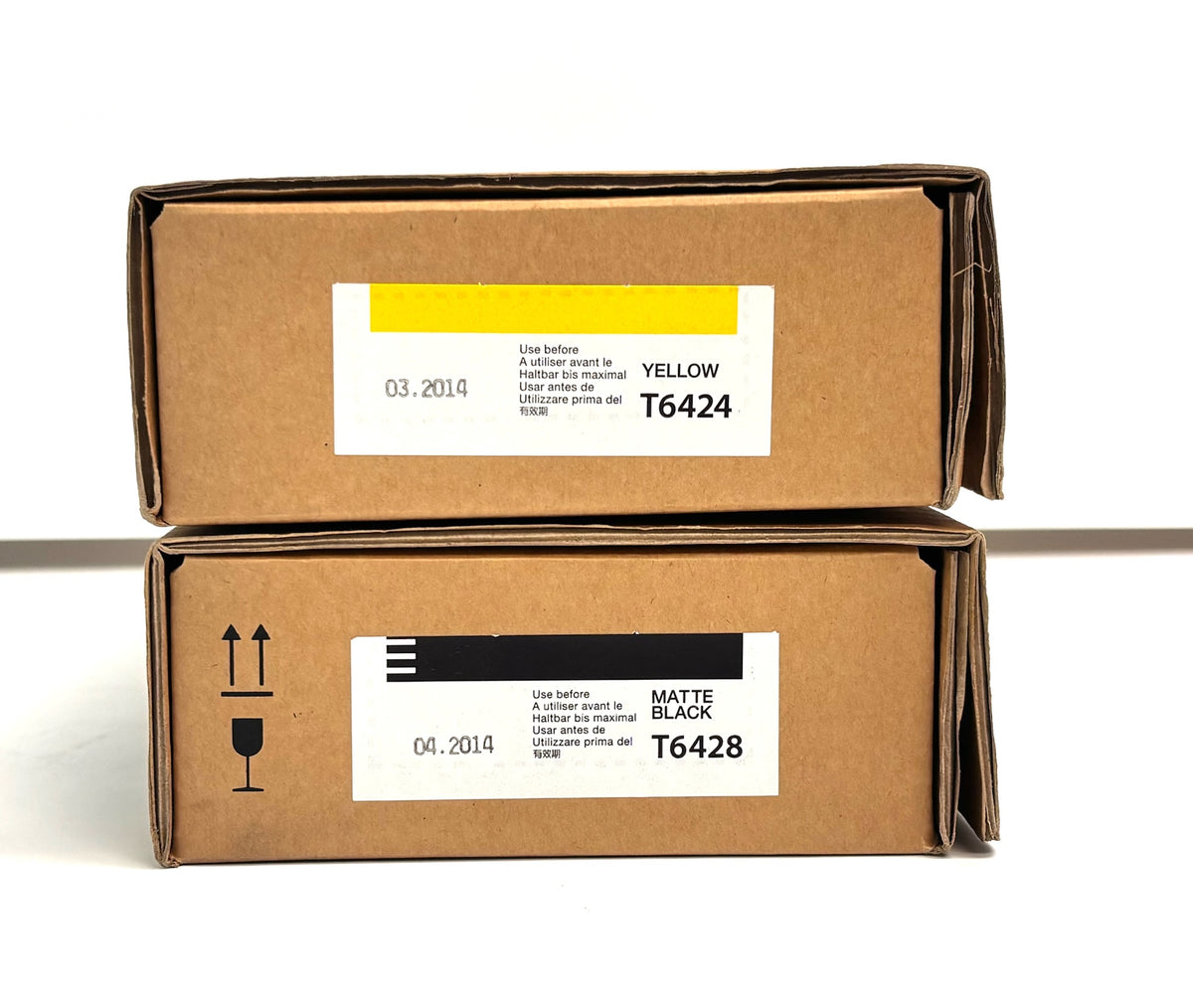 2 OEM Epson Stylus Pro 7890 Yellow & Matte Black Ink T6424,28(Exp 2014) 150mL