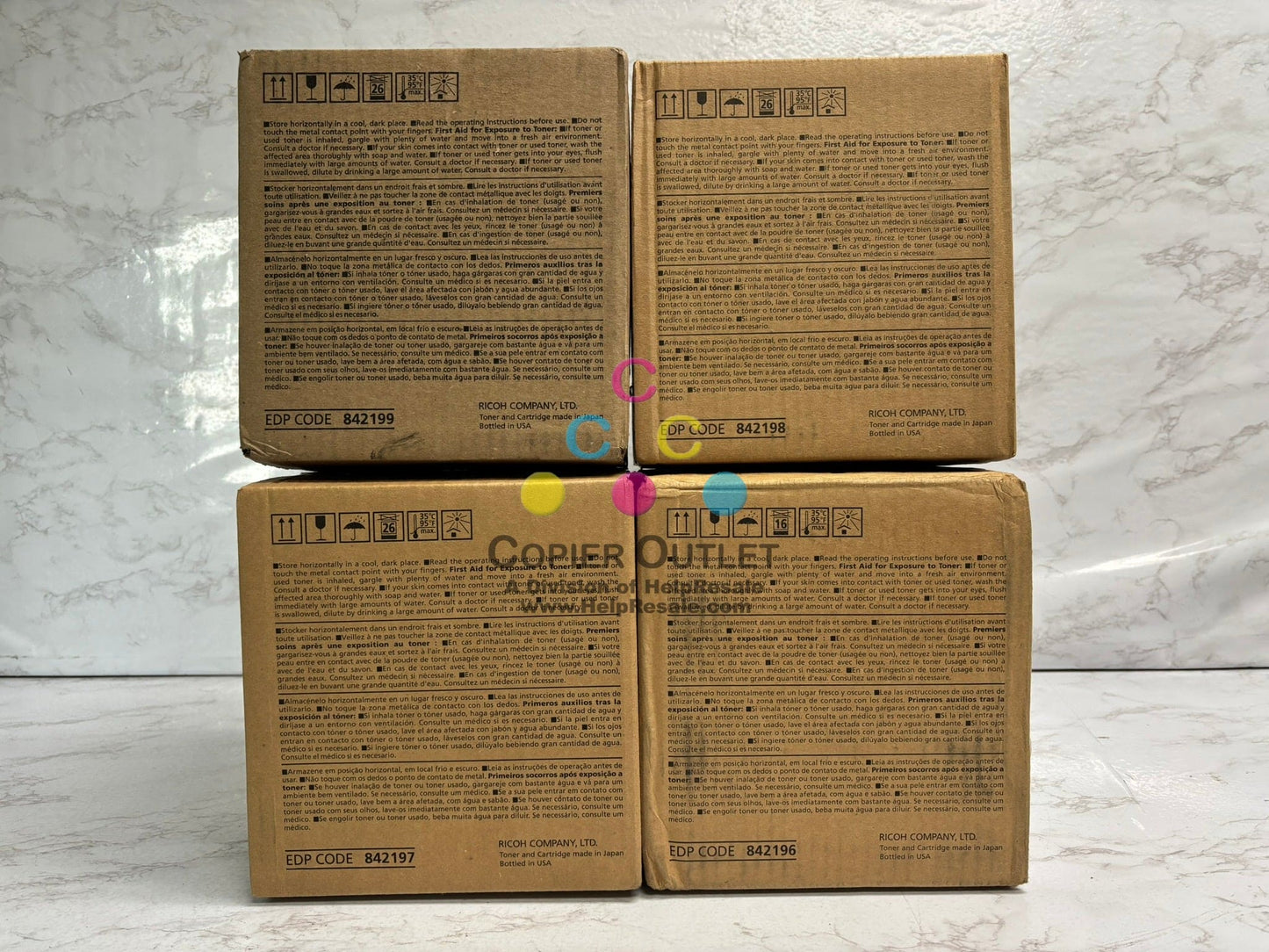 4 Genuine Ricoh MP C8003,C6503,C6500 CMYK Toners 842196,842197,842198,842199