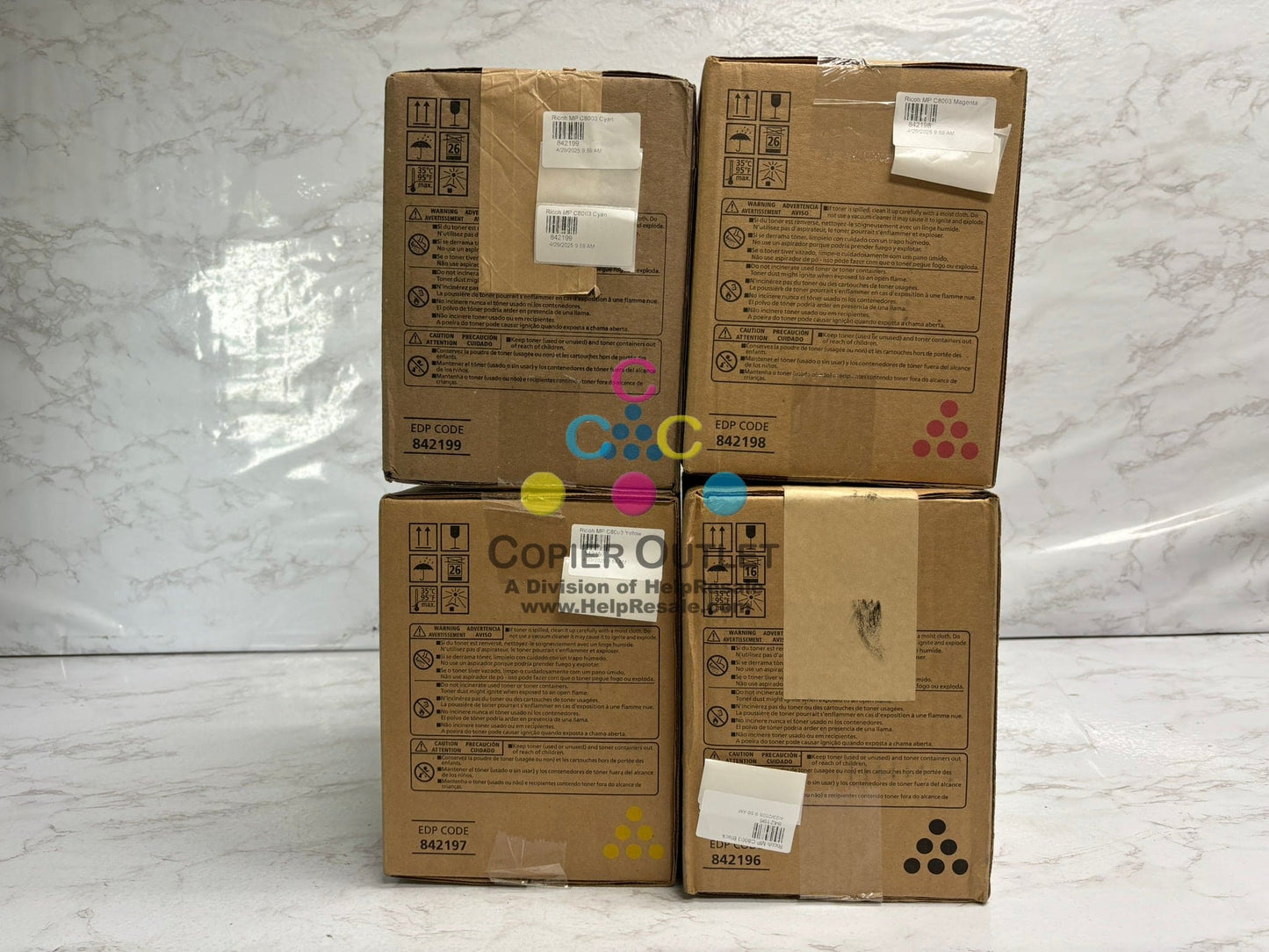 4 Genuine Ricoh MP C8003,C6503,C6500 CMYK Toners 842196,842197,842198,842199