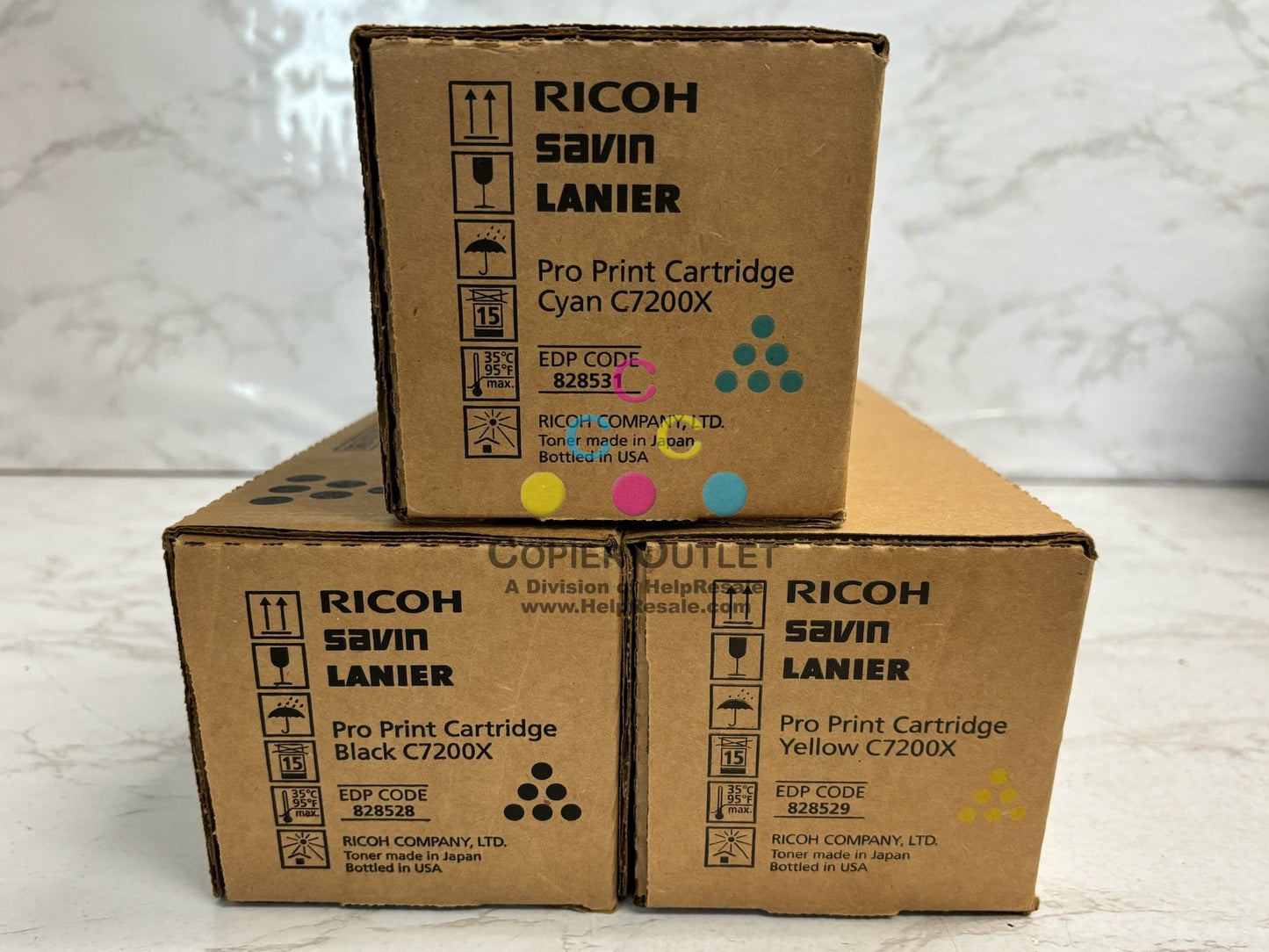 3 New OEM Ricoh C7200X,C7210 CYK Toners 828528,828529,828531 (No Magenta)