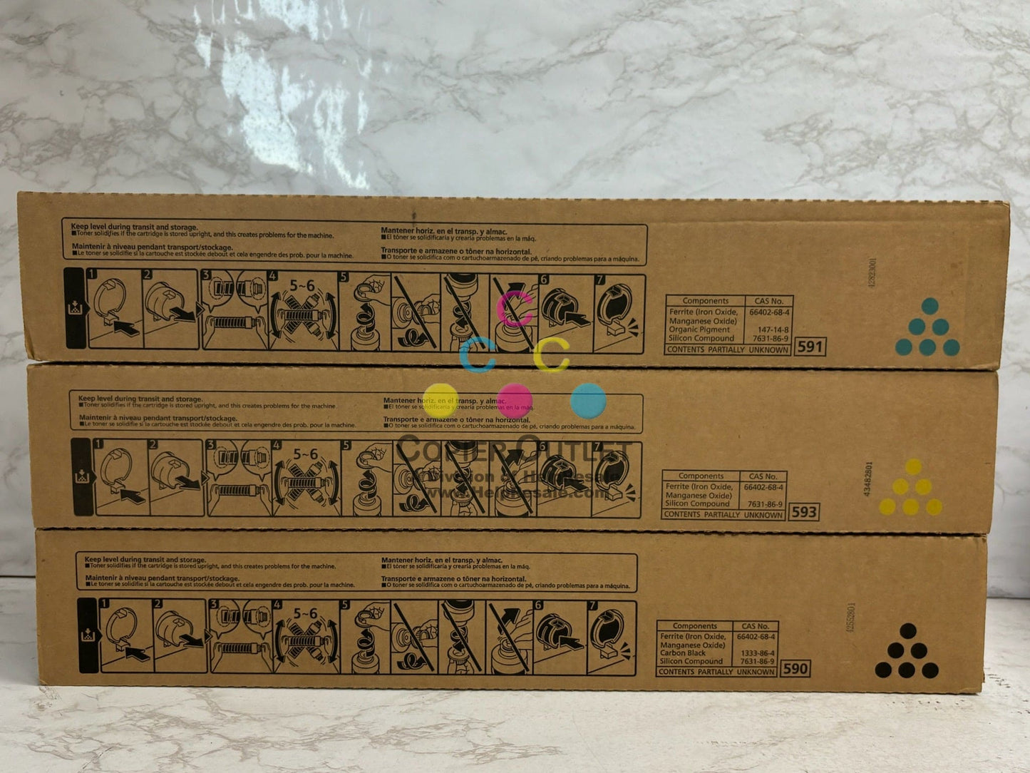 3 New OEM Ricoh C7200X,C7210 CYK Toners 828528,828529,828531 (No Magenta)