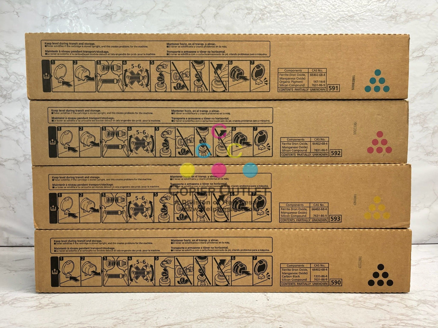 4 New OEM Ricoh C7200X,C7210 CMYK Toners 828528,828529,828530,828531