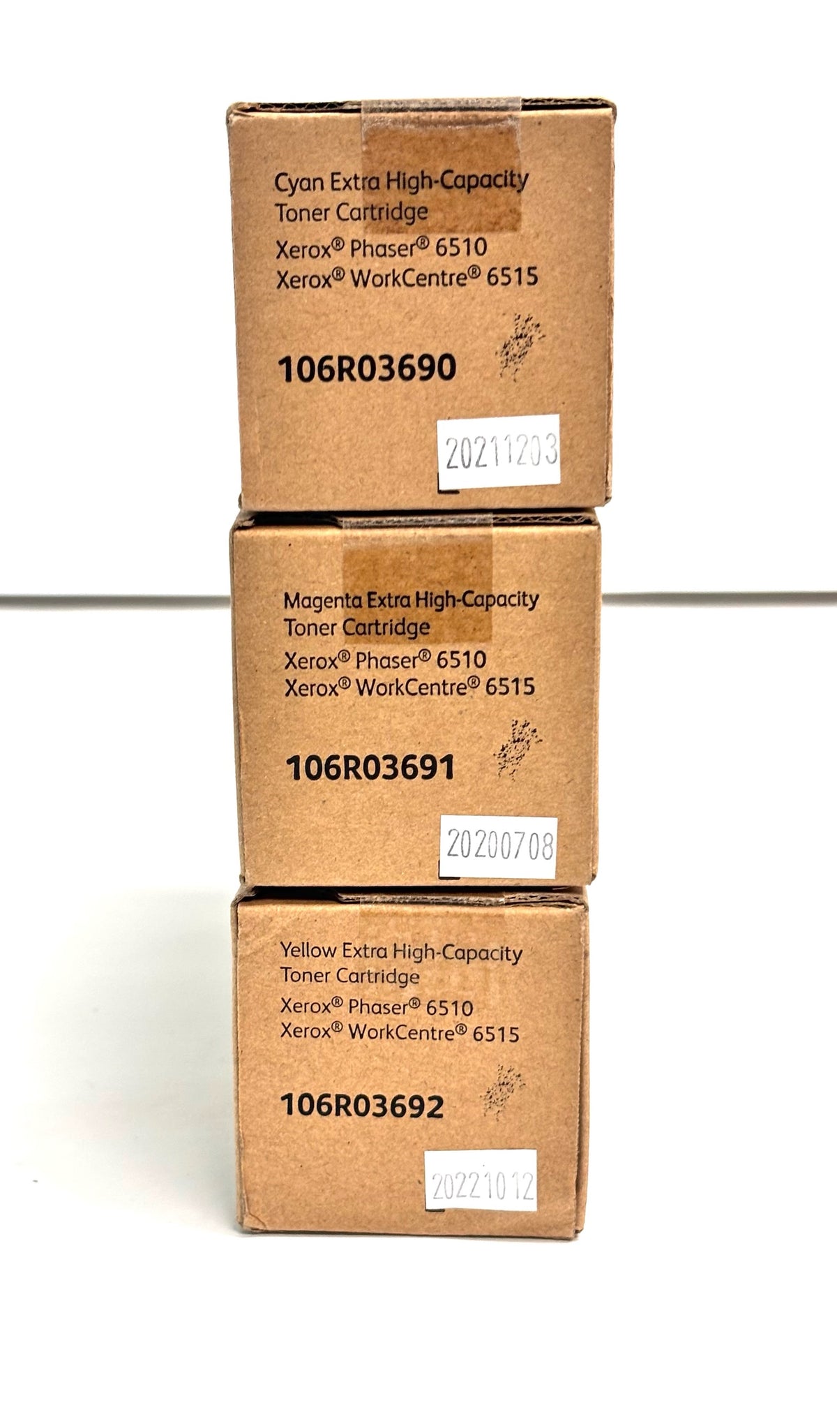3 Genuine Xerox 6510,6515 CMY Extra High-Cap Toner 106R03690,106R03691,106R03692