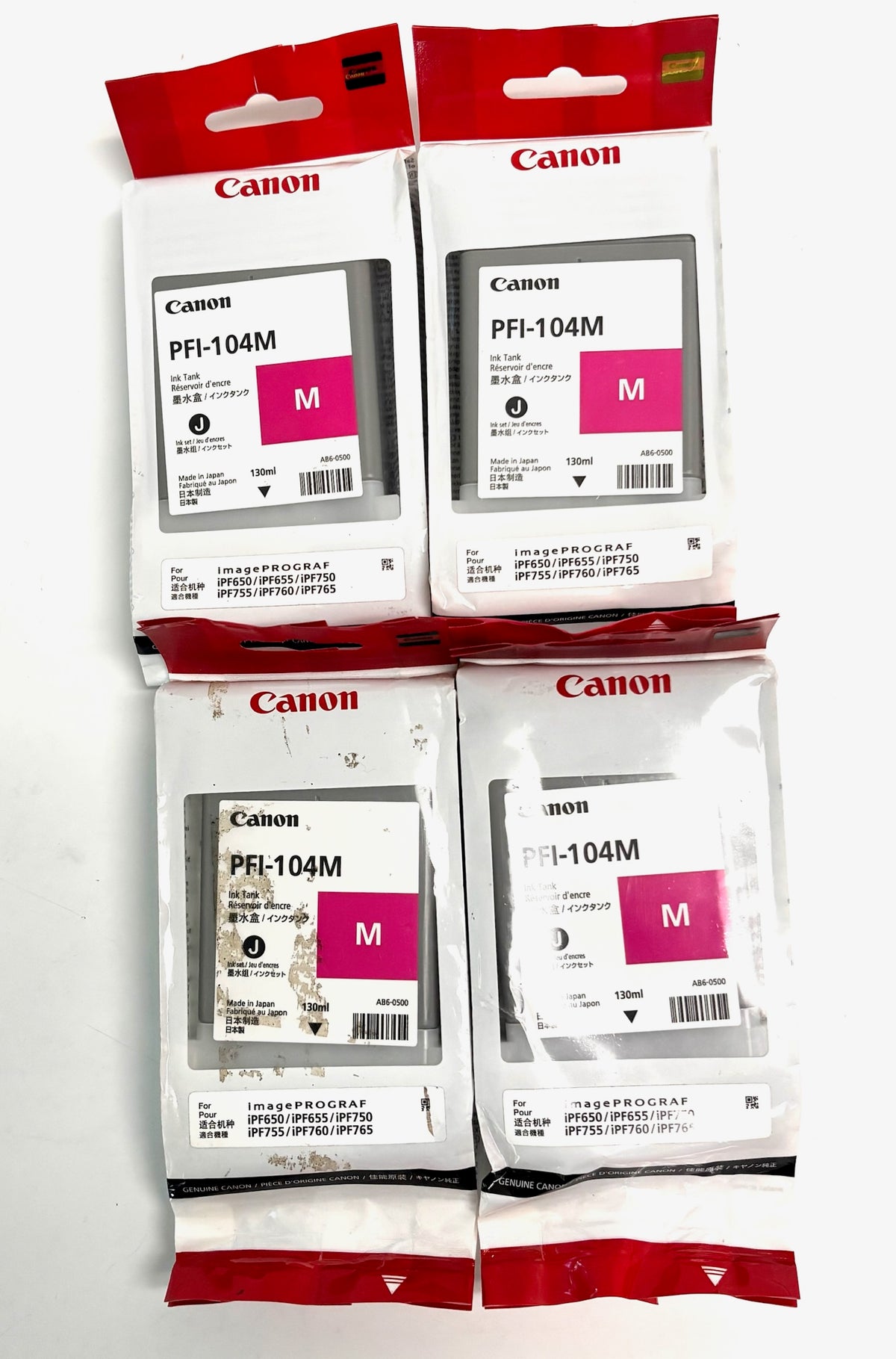 4 Genuine Canon iPF650/iPF655/iPF750/iPF755 Ink Cartridges PFI-104M (2016-2020)