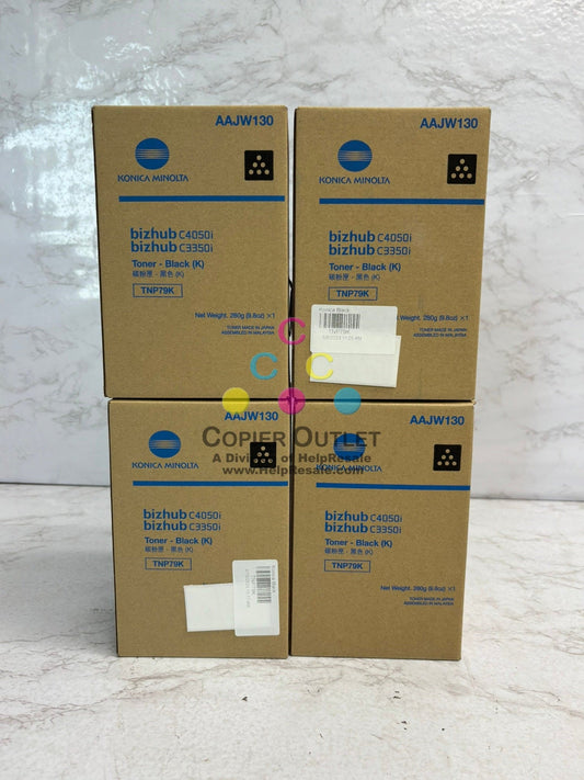 4 New OEM Konica BH C4050i C3350i C3351i C4051i TNP79 Black Toner Cartridges
