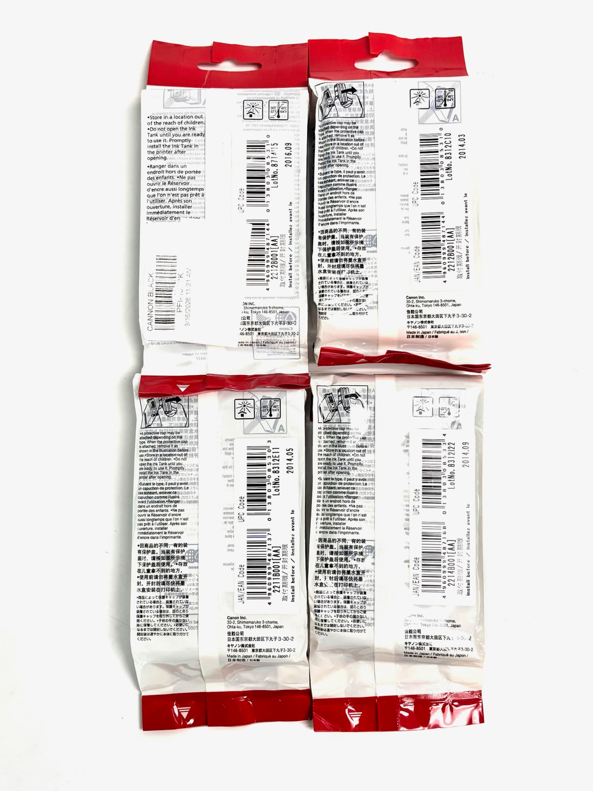 4 Genuine Canon iPF5100, iPF6100, iPF6200 Ink PFI-103BK,MBK,PGY (2014-2016)