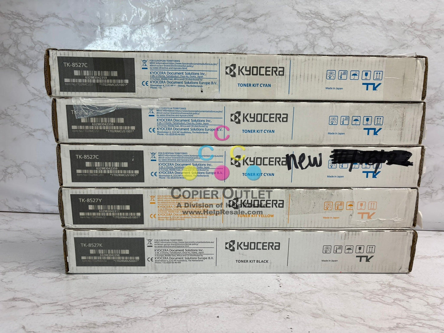 5 New OEM Kyocera TASKalfa 3552ci/3553ci/4052ci TK-8527 CCCYK Toner Cartridges