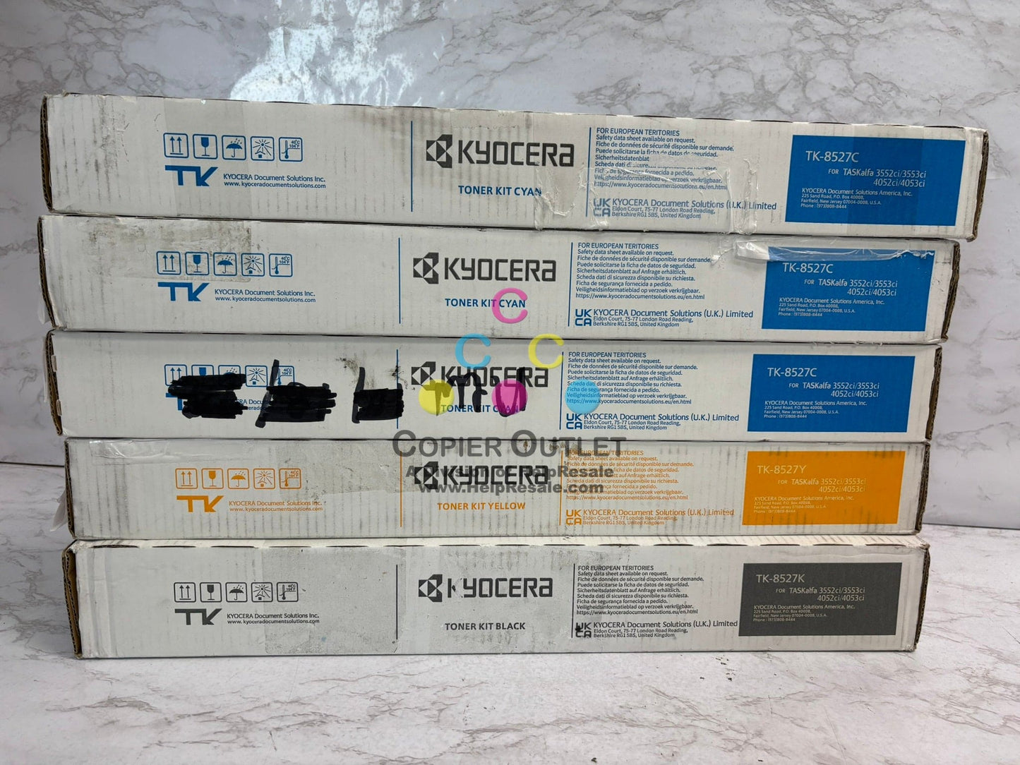 5 New OEM Kyocera TASKalfa 3552ci/3553ci/4052ci TK-8527 CCCYK Toner Cartridges