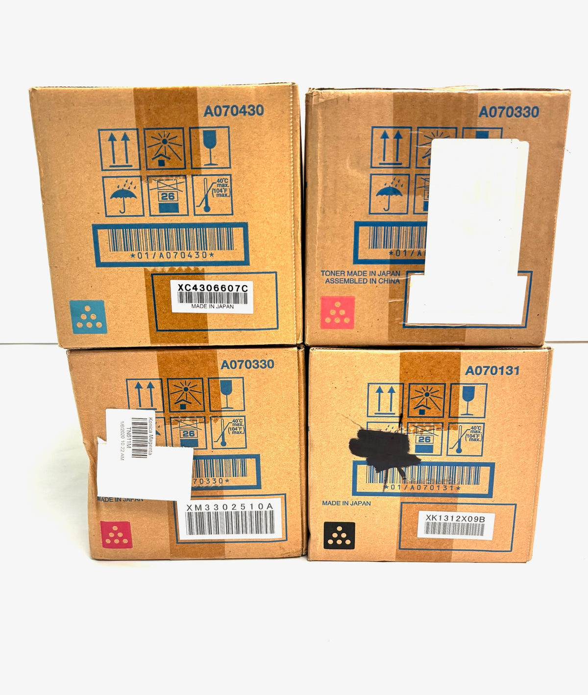 4 Cosmetic Genuine Konica Bizhub C451 Cyan, Mag & Black Toners TN611CMM, TN411K