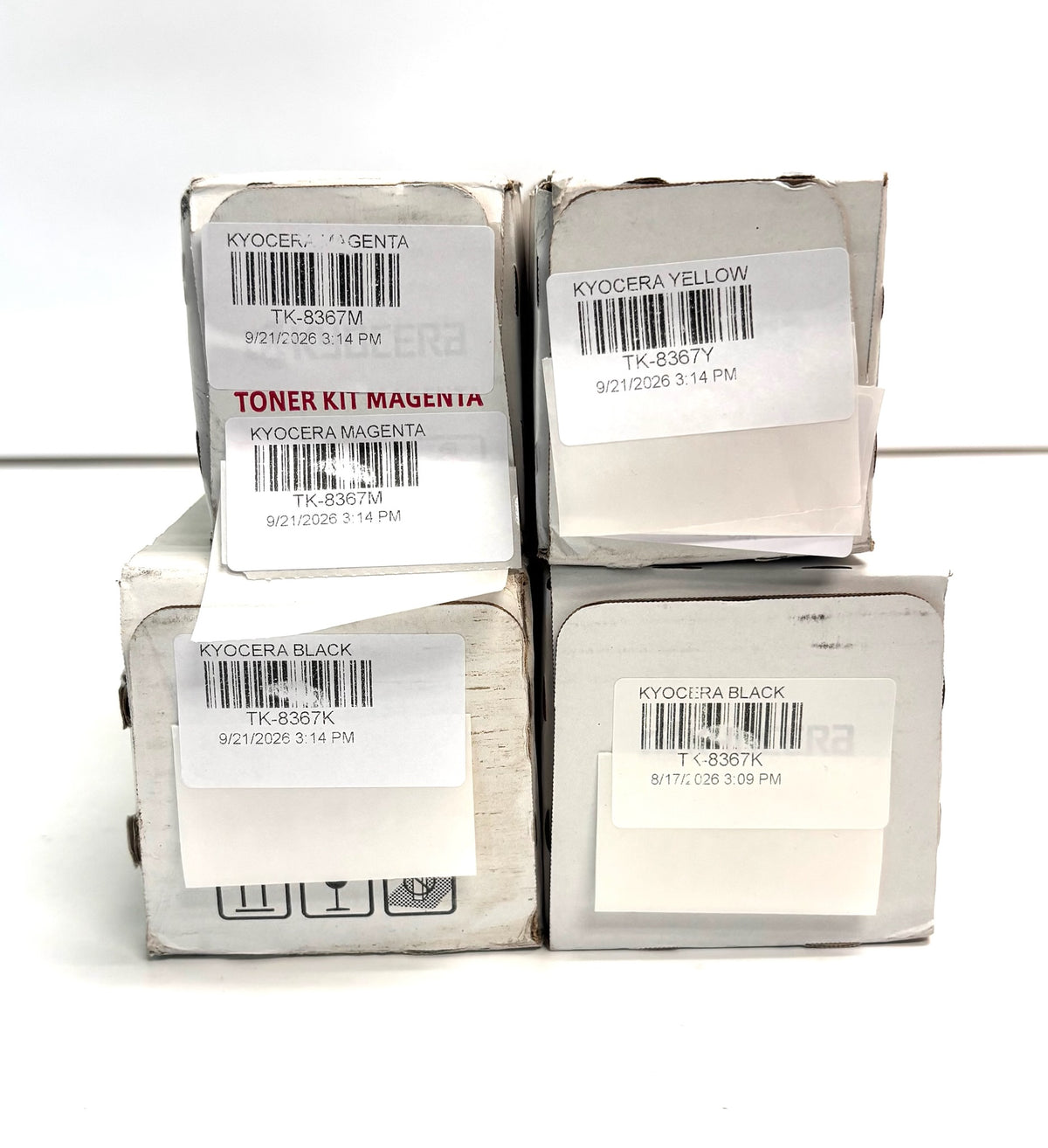4 Genuine Kyocera TASKalfa 2554ci Mag, Yellow & Black Toners TK-8367 MYKK