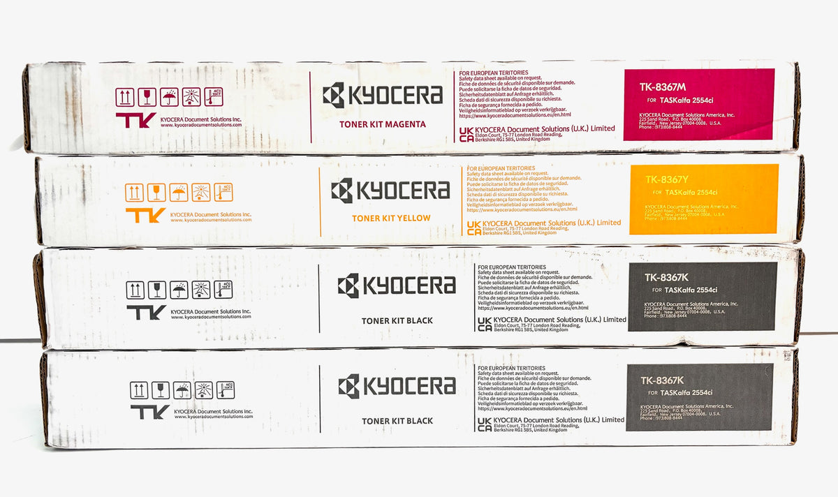 4 Genuine Kyocera TASKalfa 2554ci Mag, Yellow & Black Toners TK-8367 MYKK