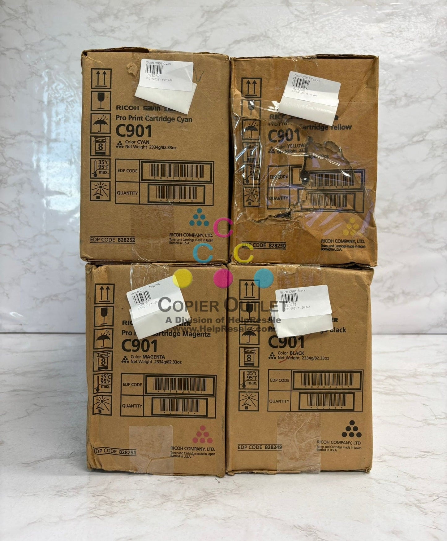 4 Cosmetic Genuine Ricoh Pro C901,C901S CMYK Toners 828249,828250,828251,828252