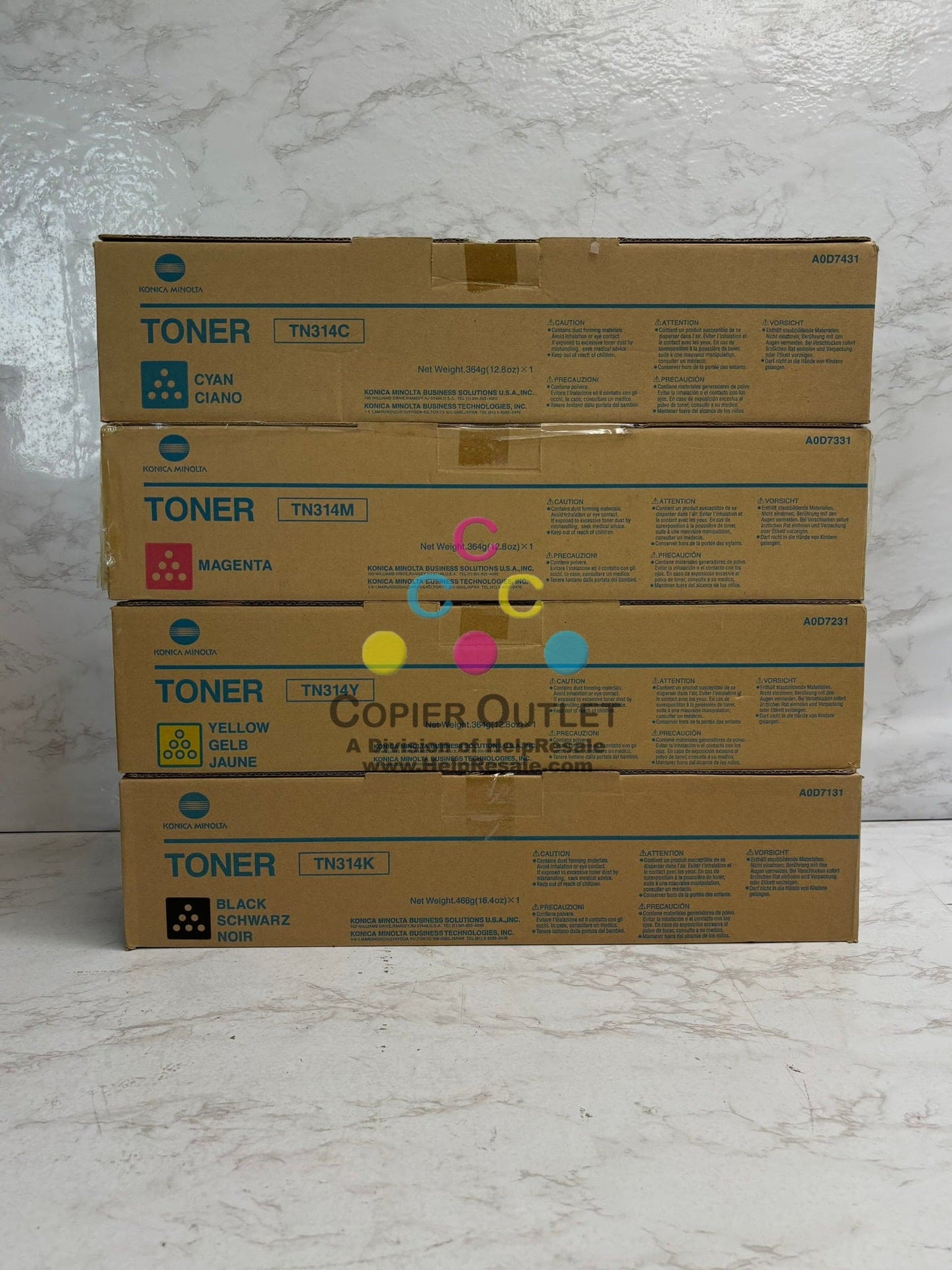 4 New Genuine Konica Minolta Bizhub C353 C353P TN314 CMYK Toners (Open Cyan)