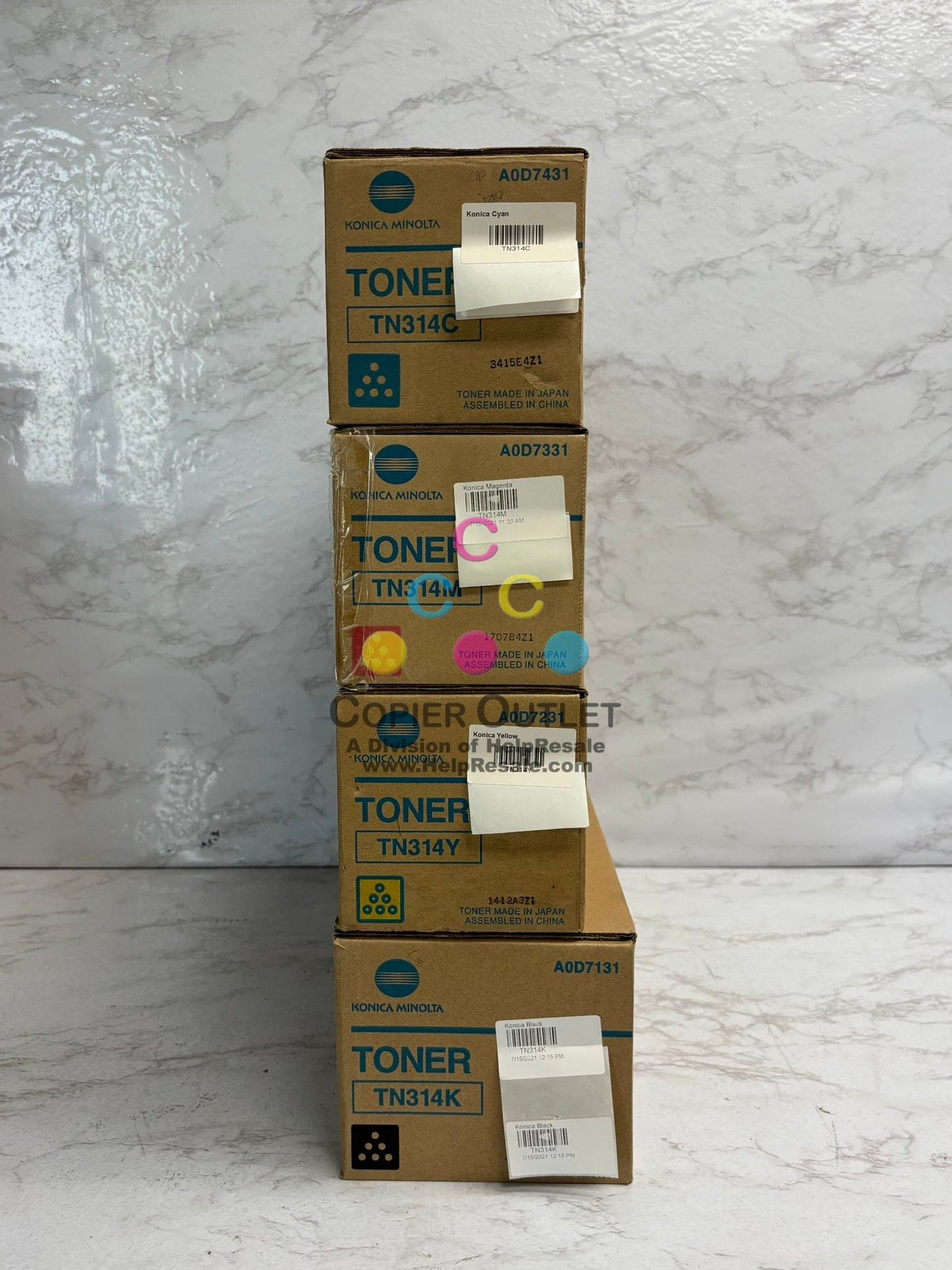 4 New Genuine Konica Minolta Bizhub C353 C353P TN314 CMYK Toners (Open Cyan)