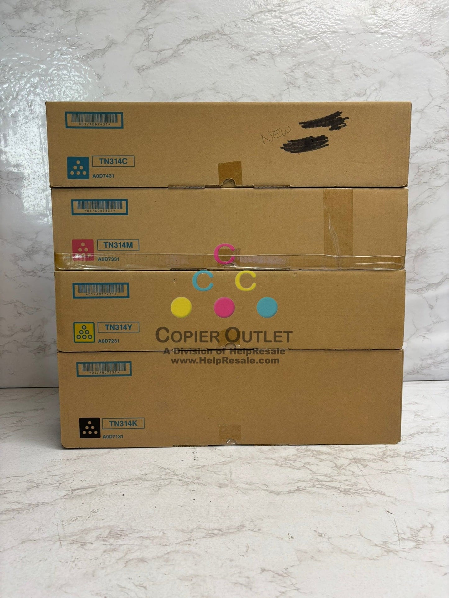 4 New Genuine Konica Minolta Bizhub C353 C353P TN314 CMYK Toners (Open Cyan)