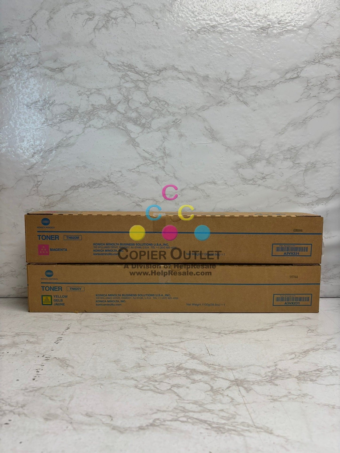 2 OEM Konica AccurioPress C2060L,C3070L Magenta & Yellow Toners TN620M & TN620Y