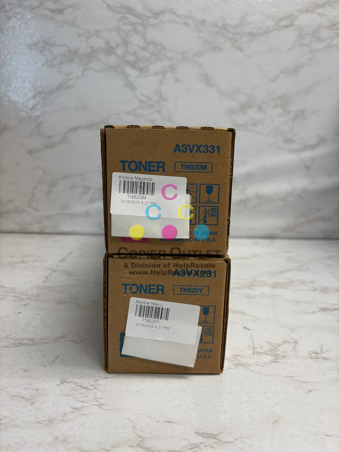 2 OEM Konica AccurioPress C2060L,C3070L Magenta & Yellow Toners TN620M & TN620Y