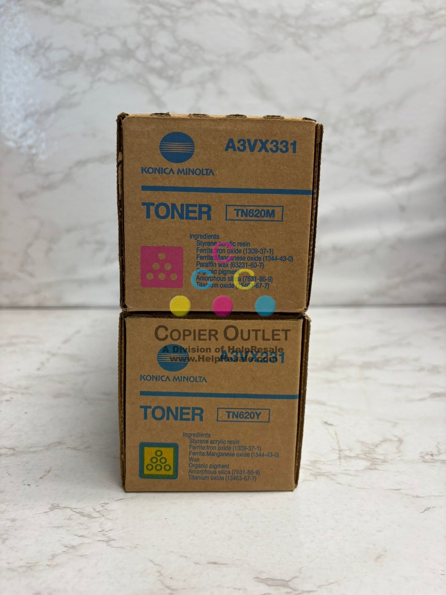 2 OEM Konica AccurioPress C2060L,C3070L Magenta & Yellow Toners TN620M & TN620Y